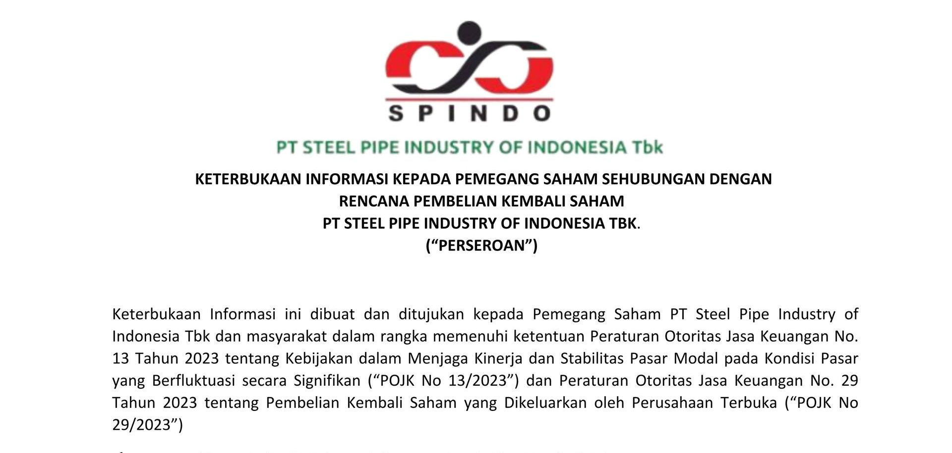 Keterbukaan Informasi Rencana Buyback Saham 2026