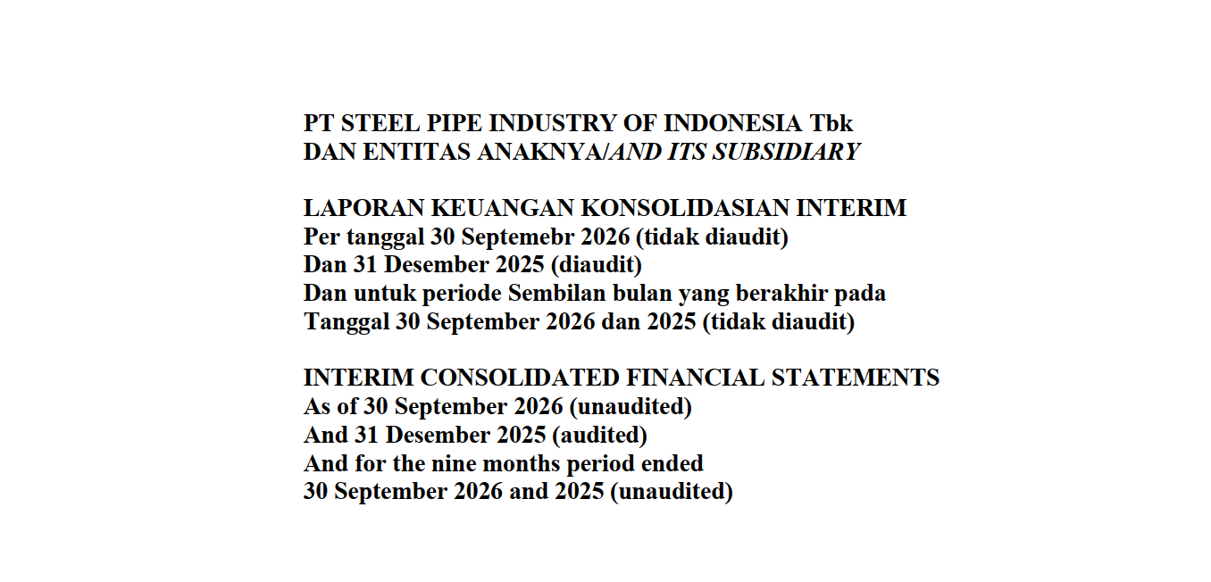 LAPORAN KEUANGAN KONSOLIDASIAN Q3 2026