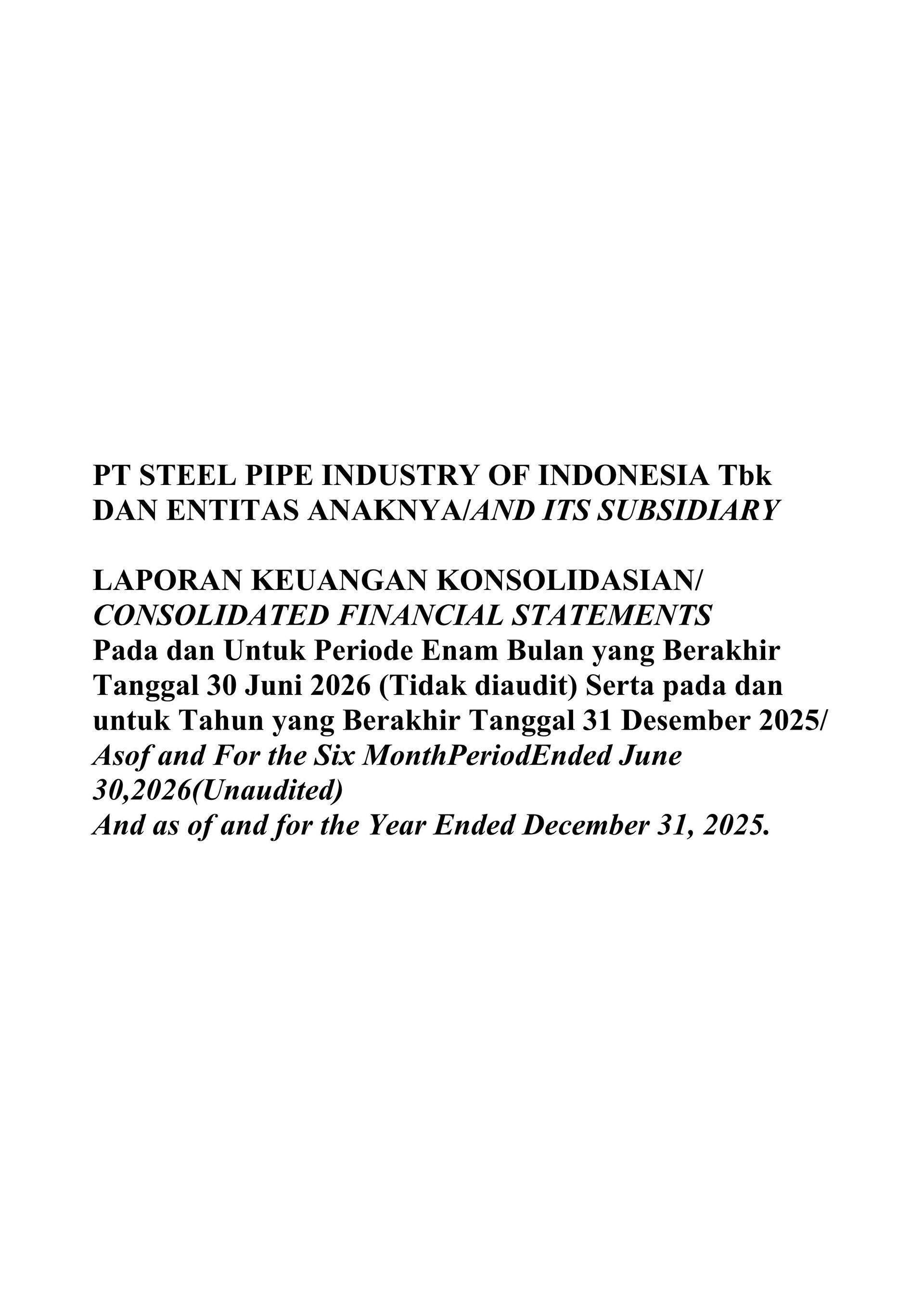 CONSOLIDATED FINANCIAL STATEMENTS 1 H 2026