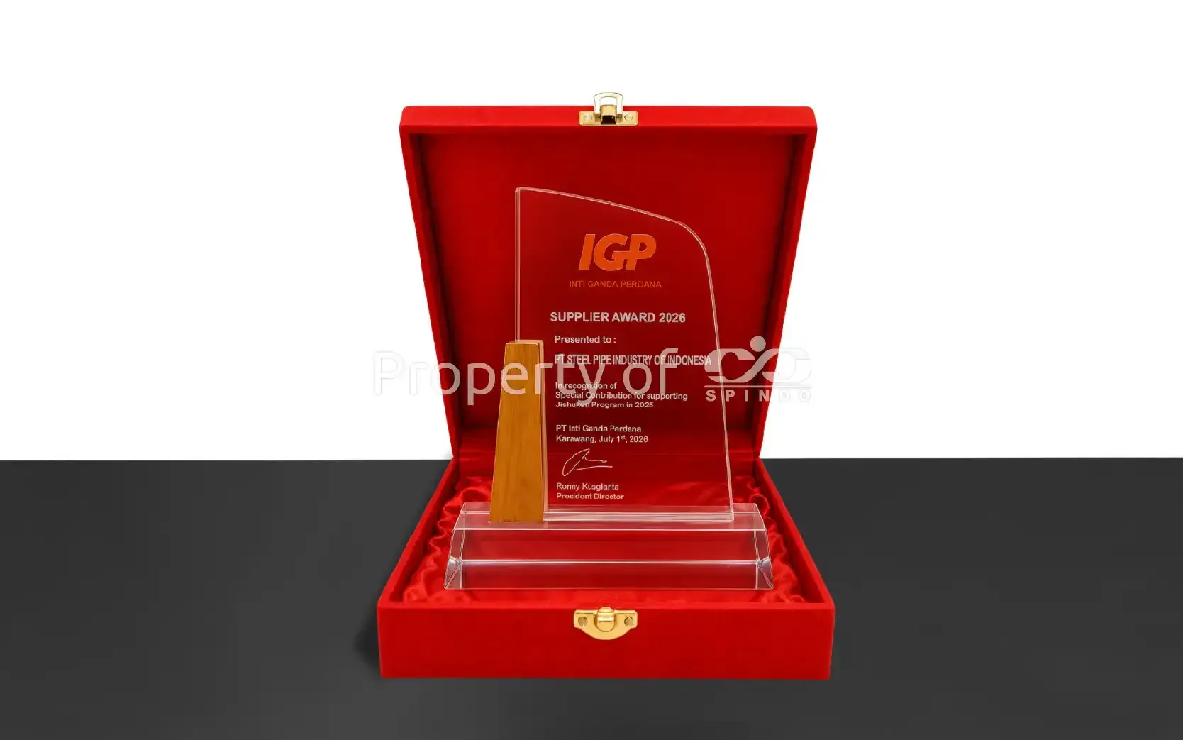 Penghargaan Special Contribution for Supporting Jishuken Program yang diterima SPINDO