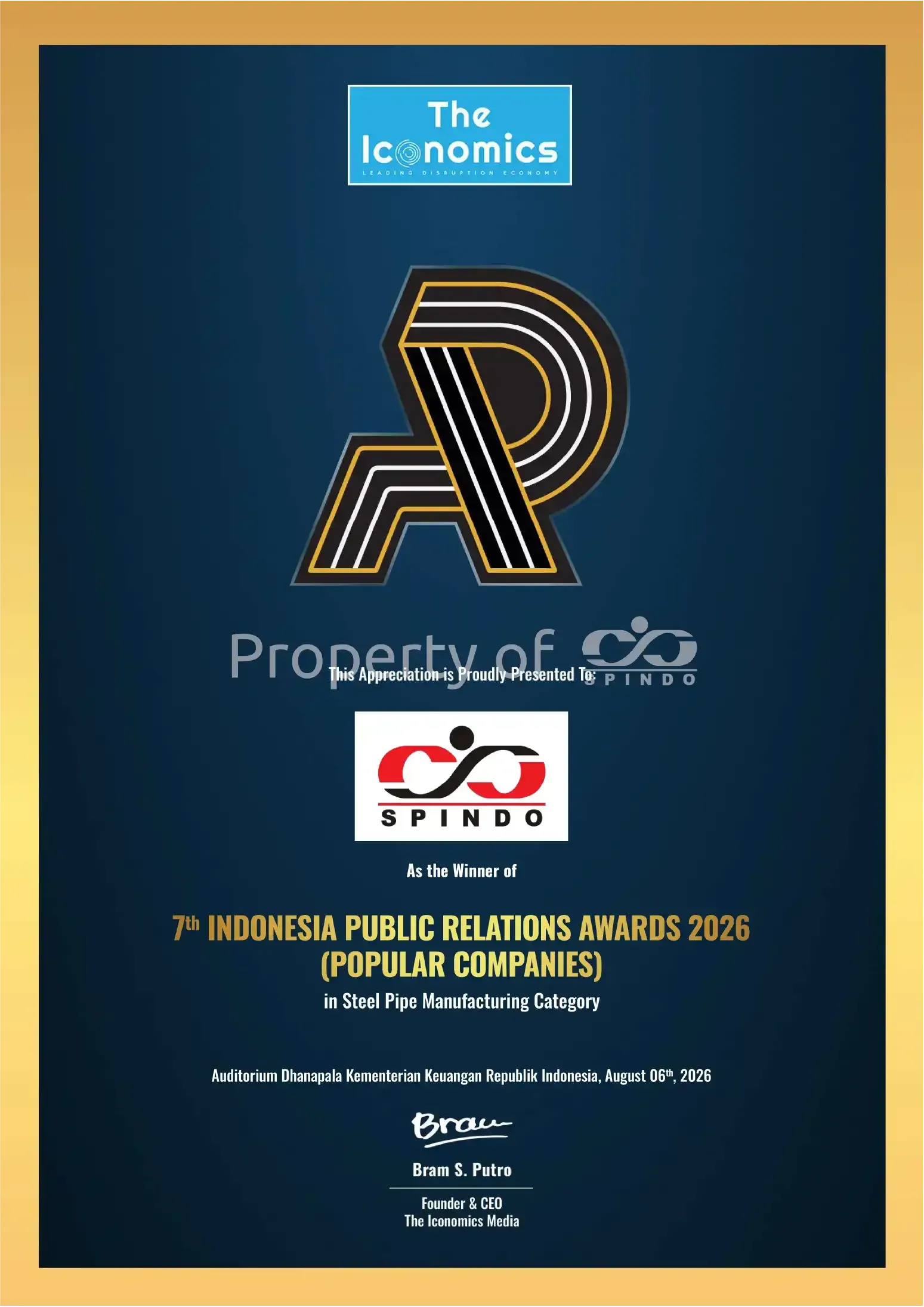 Penghargaan yang diraih SPINDO untuk Public Relations Awards 2026