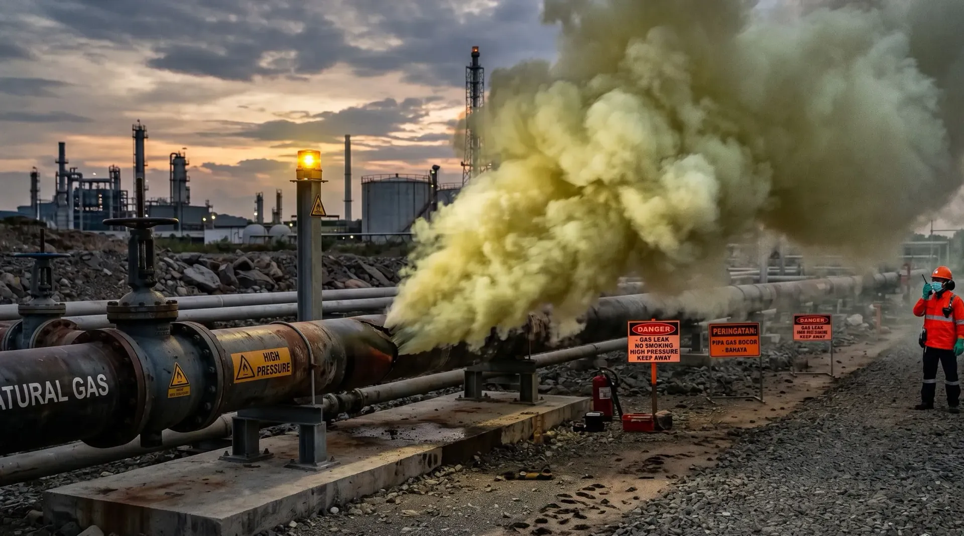 Ilustrasi Gambar Pipa Gas Bocor