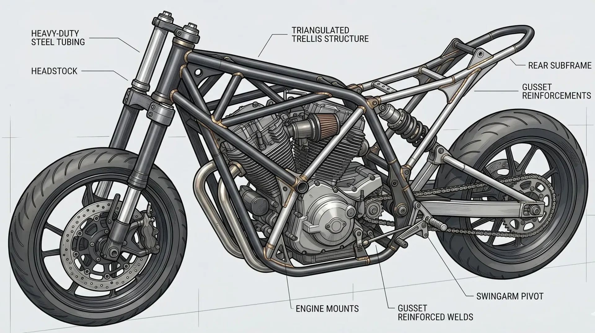 ilustrasi gambar pipa rangka motor