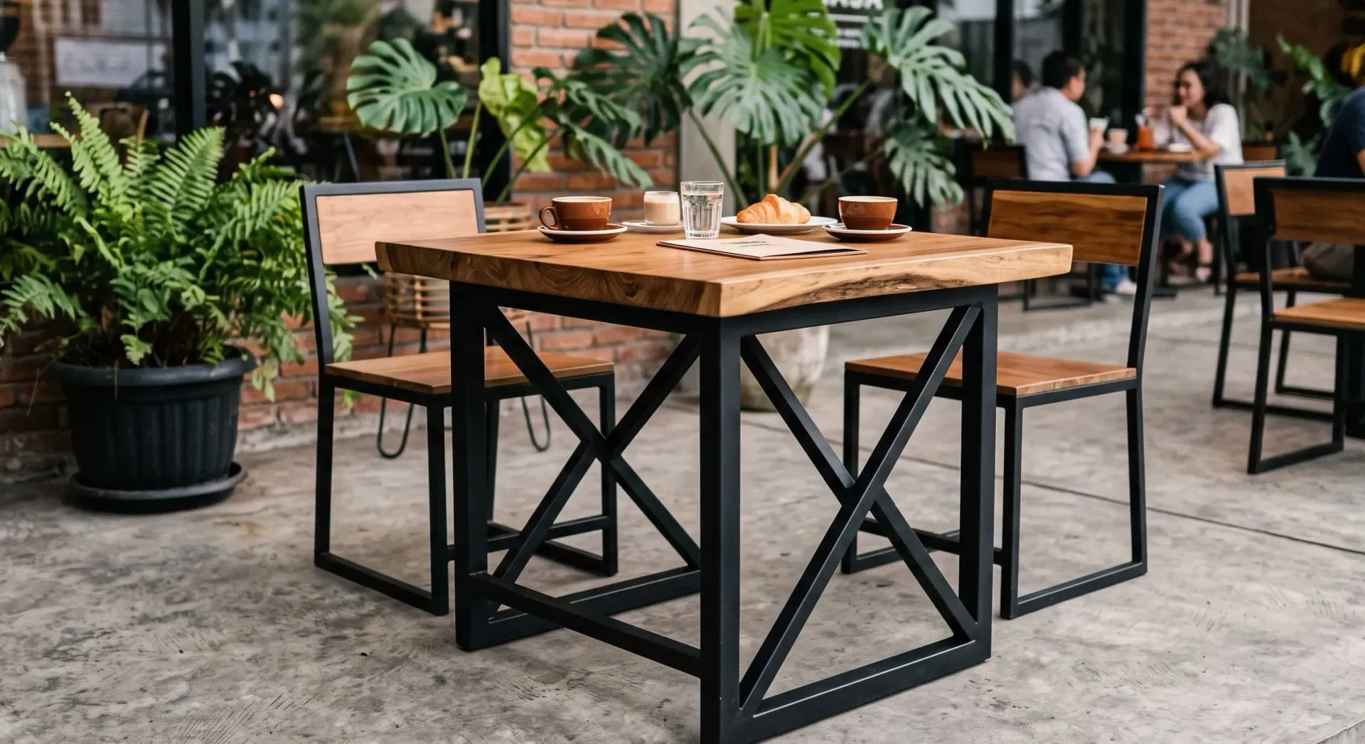 meja cafe besi hollow