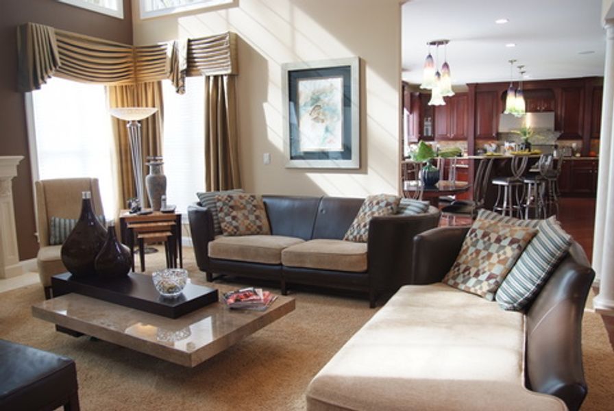 A living room with two couches and a coffee table
