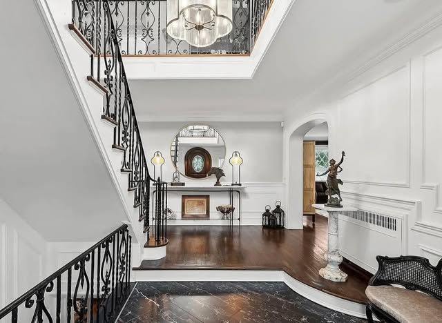 There is a staircase in the middle of the room.