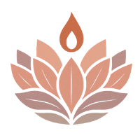 Lotus flower with a flame, in shades of peach and brown.