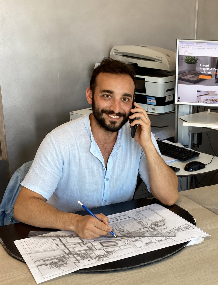 Soggiorno moderno con divano componibile bianco, pavimenti in legno e ampia finestra.
