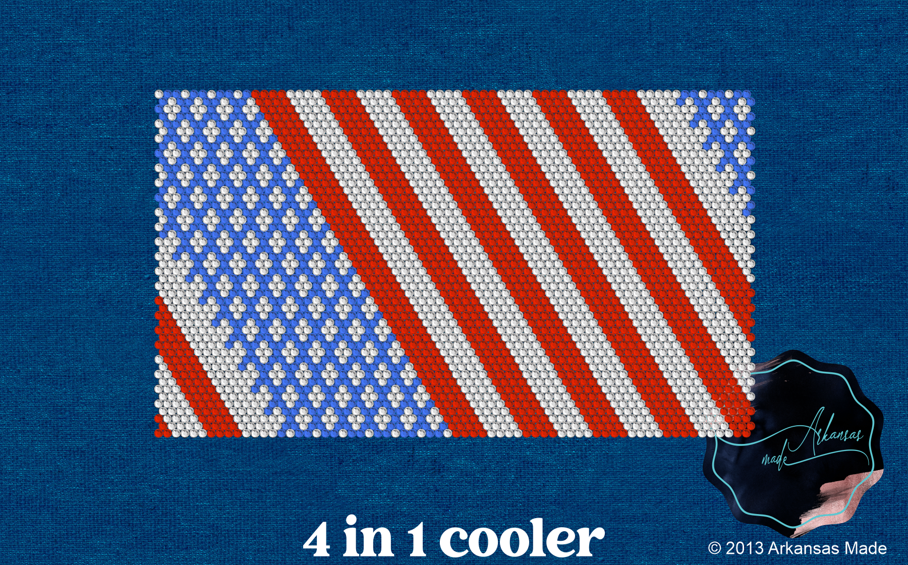 An american flag with the words 4 in 1 cooler below it