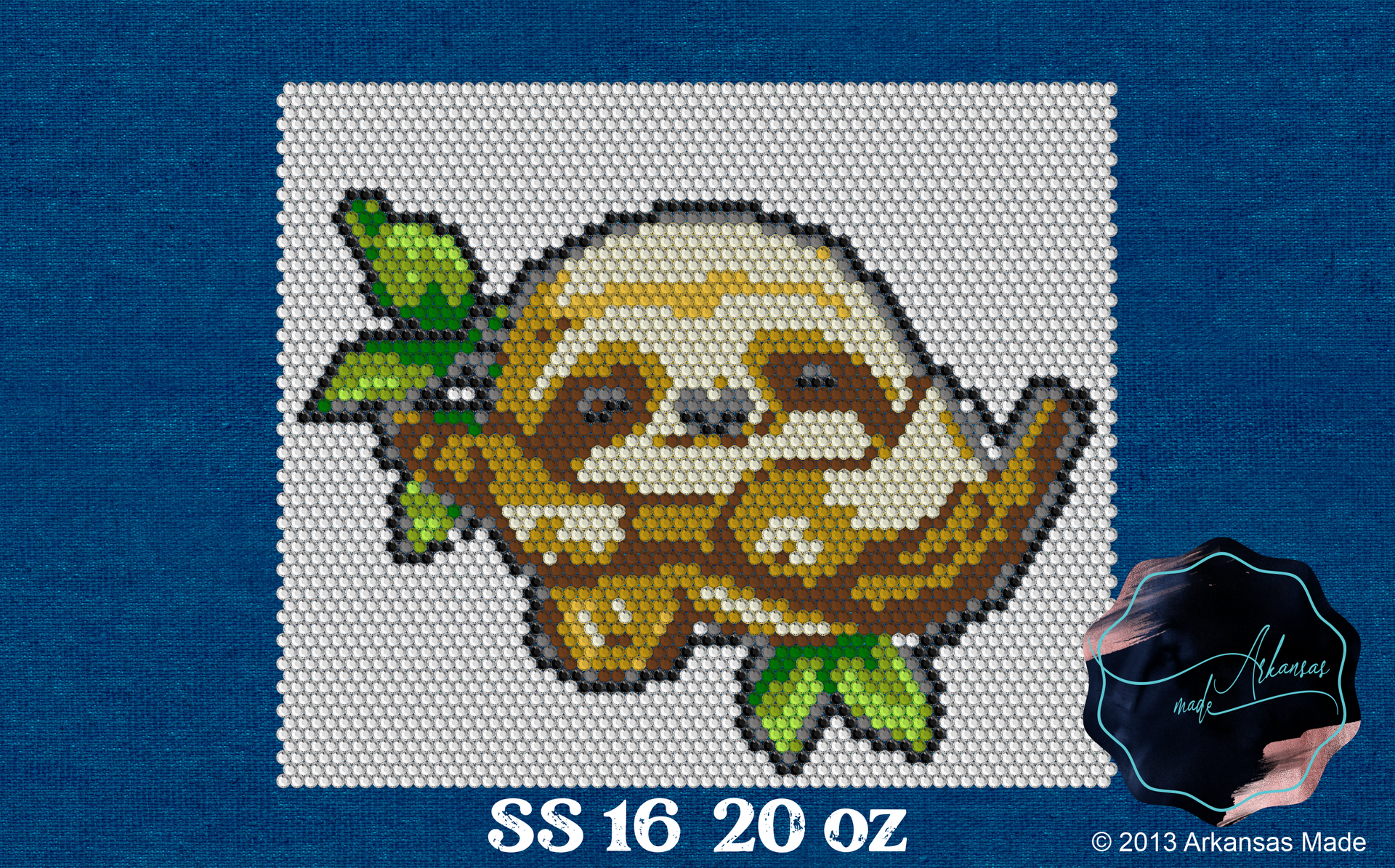 A cross stitch pattern of a sloth on a tree branch