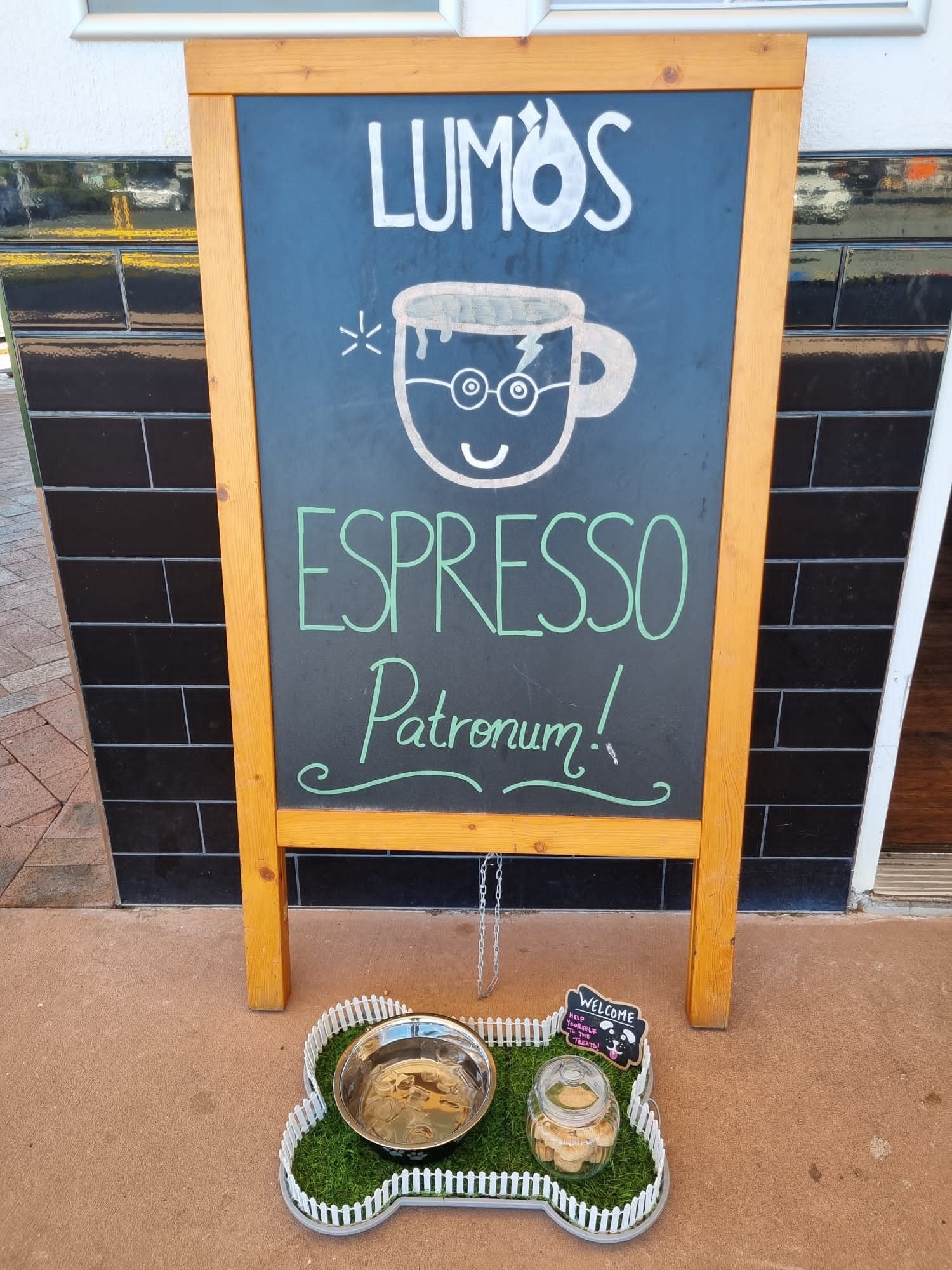 A Sign That Says Lumos Espresso Patronum on It — Café and Restaurant in Whitsundays, QLD