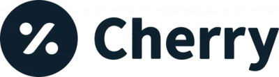 Cherry logo featuring a percentage symbol within a dark blue circle, followed by the word
