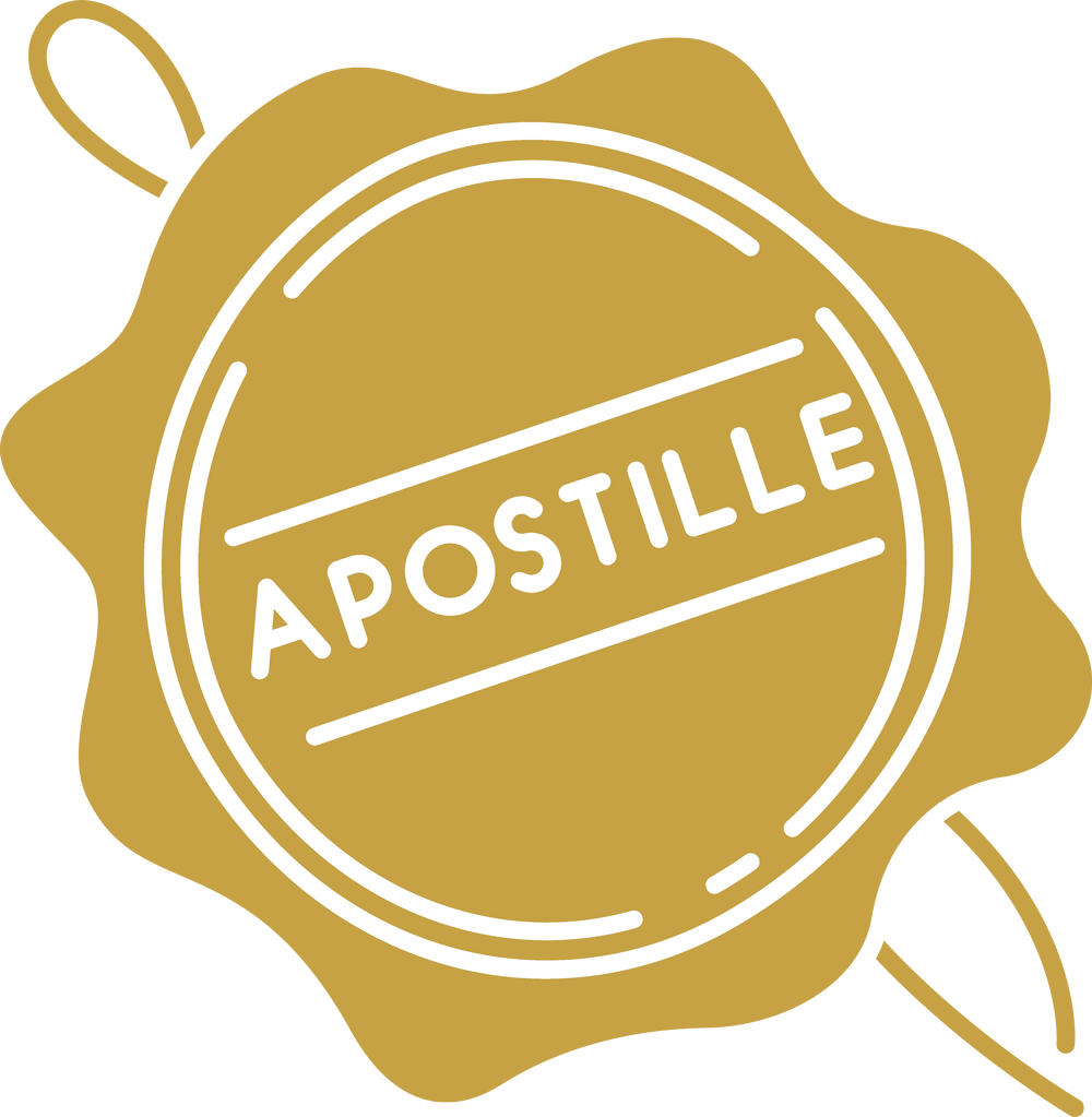 A gold stamp with the word apostille written on it. A gold stamp with the word apostille written on it.