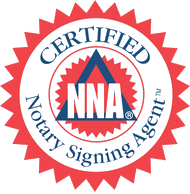 The logo for a certified notary signing agent.