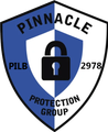 A pinnacle protection group logo with a padlock on it