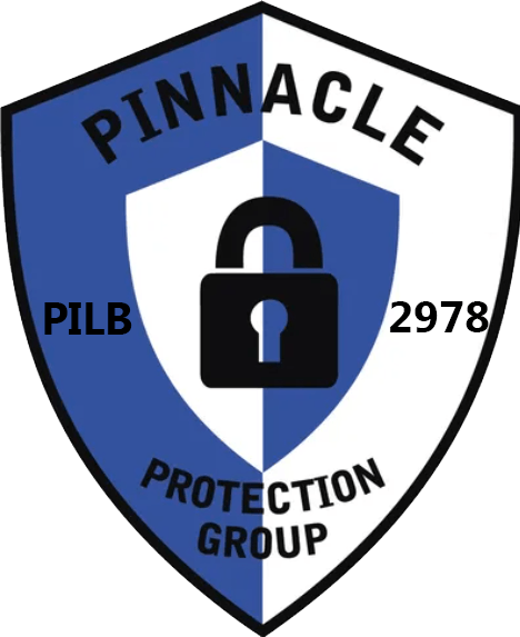 A pinnacle protection group logo with a padlock on it