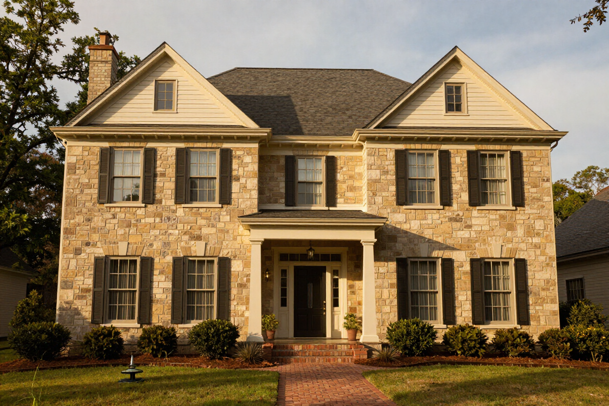 Painted colonial revival home in Hoover, AL
