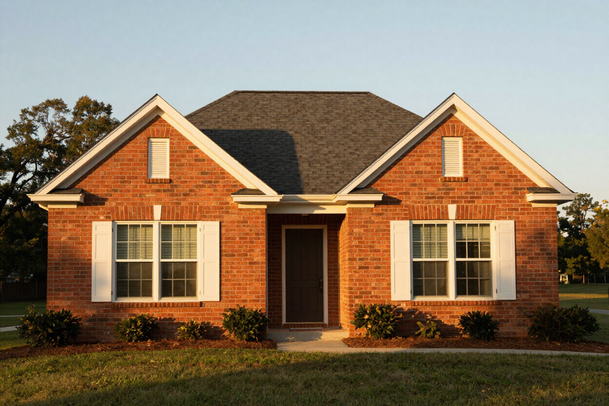 Painted brick ranch home in Pelham, AL