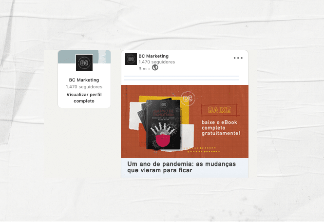 Print com um exemplo de um anúncio da BC Marketing para quem transforma o mundo no LinkedIn