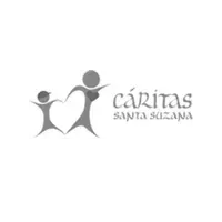 Logótipo da Cáritas Santa Siana com duas figuras humanas cinzentas