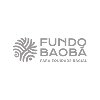 Logo cinza do Fundo Baobá para Equidade Racial em fundo branco.