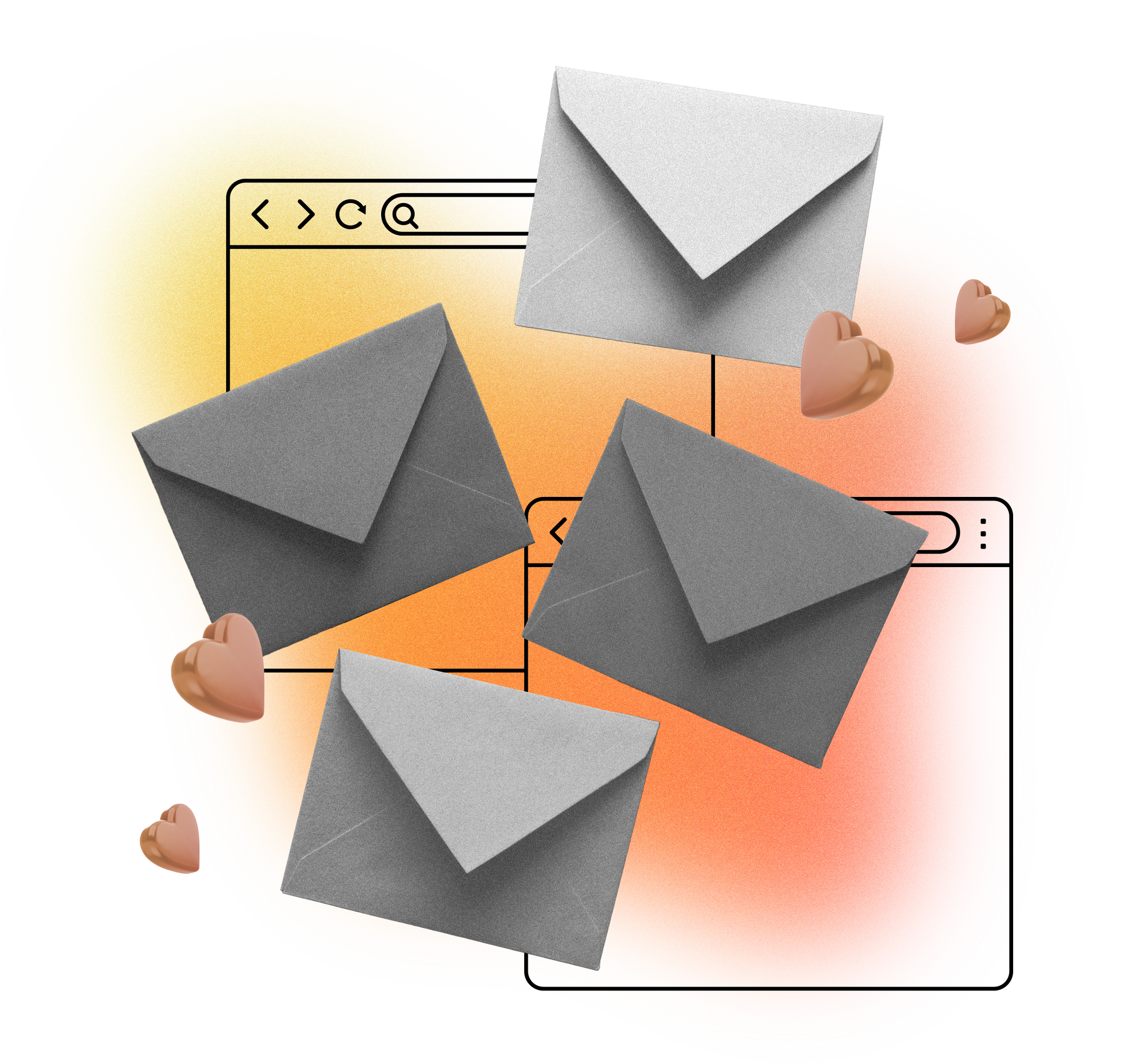 Um monte de envelopes está voando para fora da tela do computador.