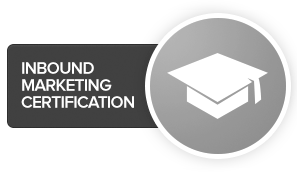 Um logotipo para certificação de inbound marketing com chapéu de formatura