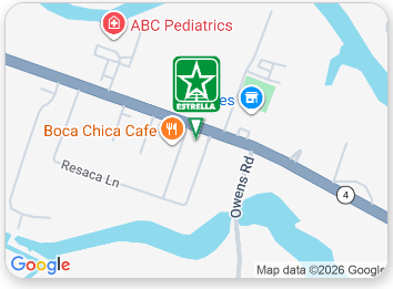 Map with green Starbucks location near ABC Pediatrics and Boca Chica Cafe on Owens Rd.