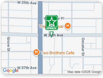 Map view showing The Everest restaurant highlighted near W 37th Ave and Two Brothers Cafe.