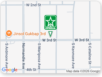 Google Maps screenshot showing Jinsol Gukbap 3rd and a nearby Starbucks on W 3rd St.