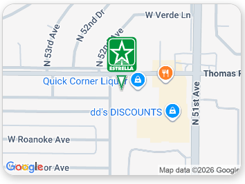 Map showing a green Starbucks marker near Quick Corner Liquor and dd's DISCOUNTS on W Verde Ln and N 51st Ave.