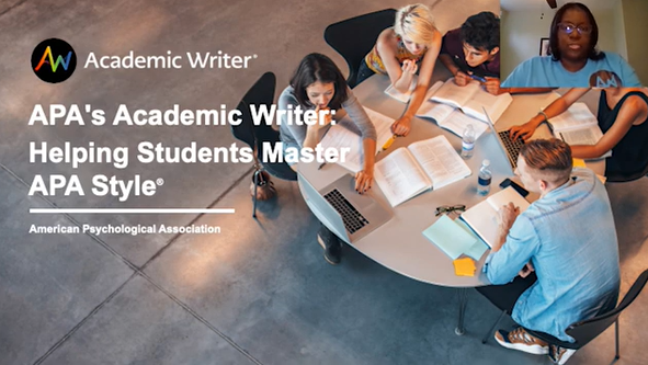 Screen capture of Academic Writer webinar in progress