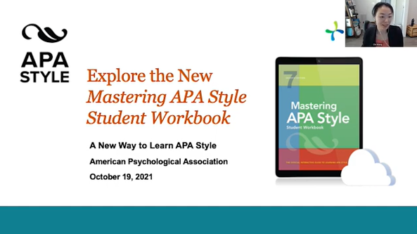 Screen capture of Mastering APA Style webinar in progress