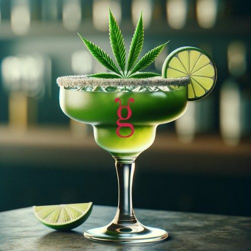 A green cannabis mocktail of a margarita called a GanjaRita recipe. 