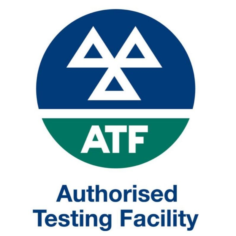 ATF Authorised Testing Facility logo in blue and green