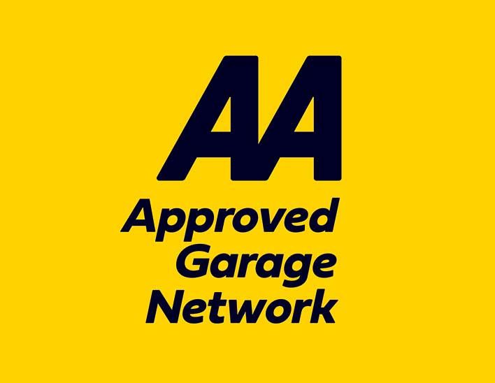 AA Approved Garage Network logo on a yellow background