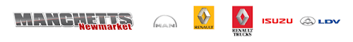 Manchetts and car brand logos on a white banner, including Renault, Dacia, Isuzu, and LDV