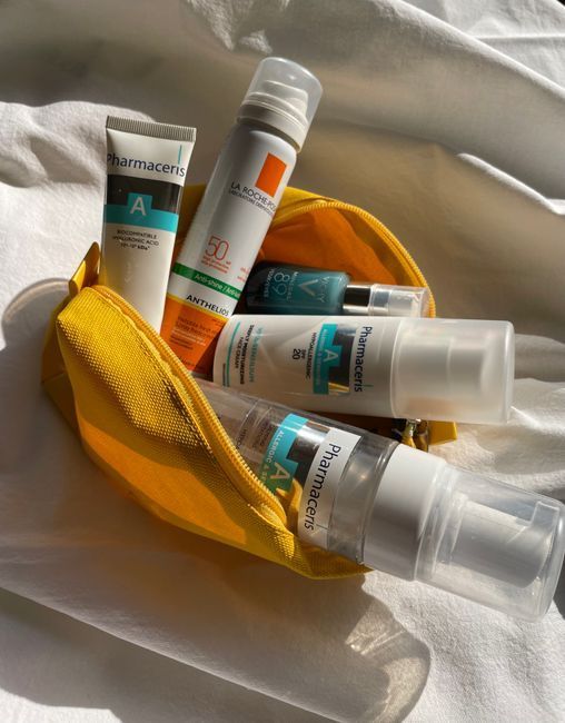 Travel skincare kit for aftercare while traveling in Seoul after treatment