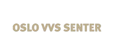 OSLO VVS SENTER text in beige on a white background