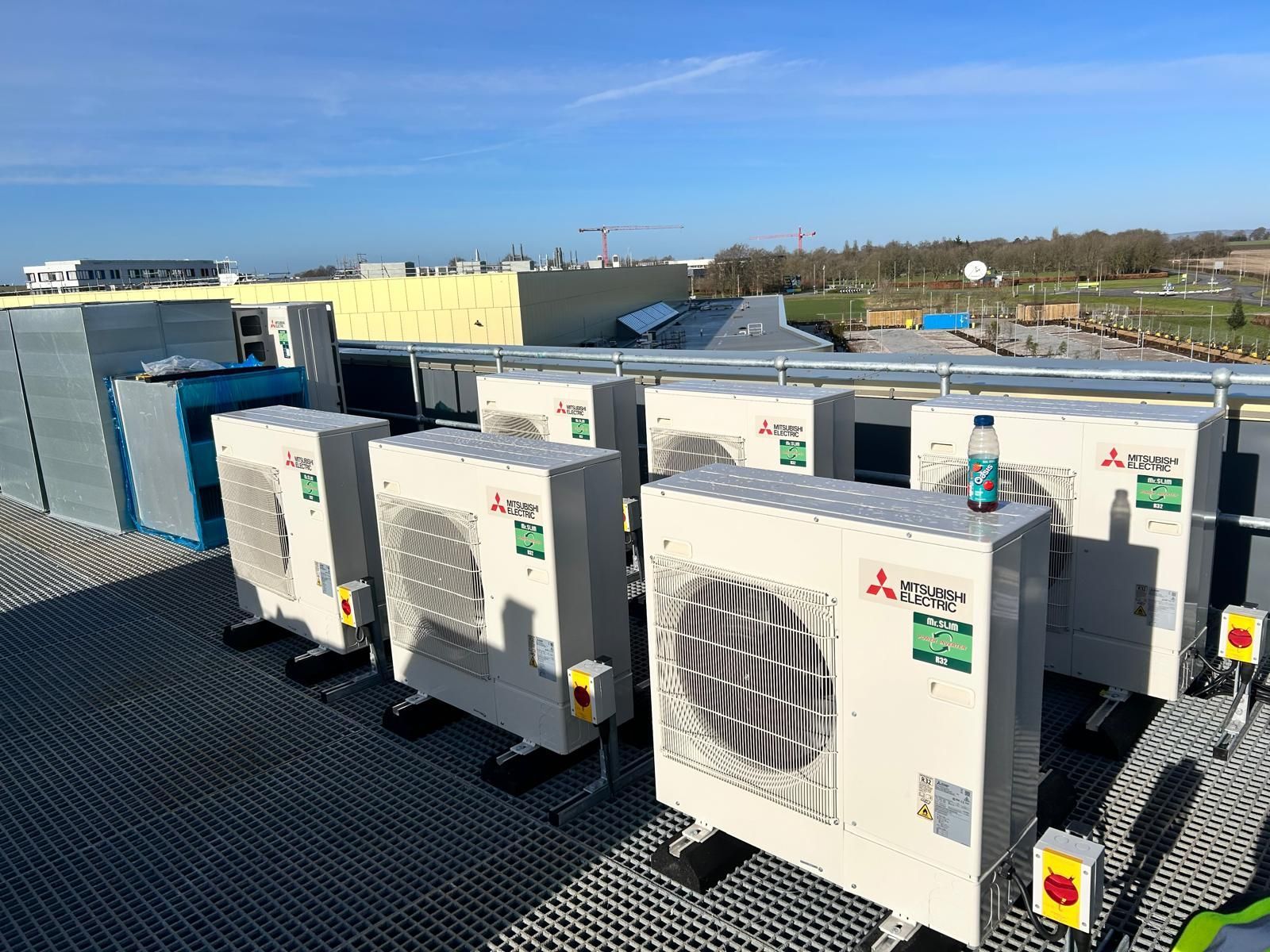 external air con install on commercial roof