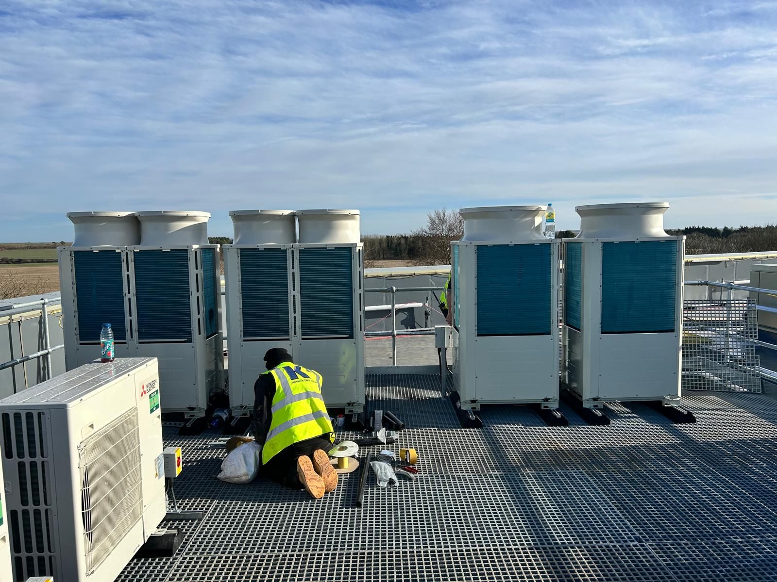 external air con install on commercial roof