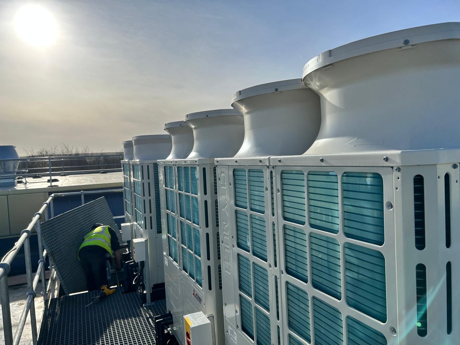 external air con install on commercial roof