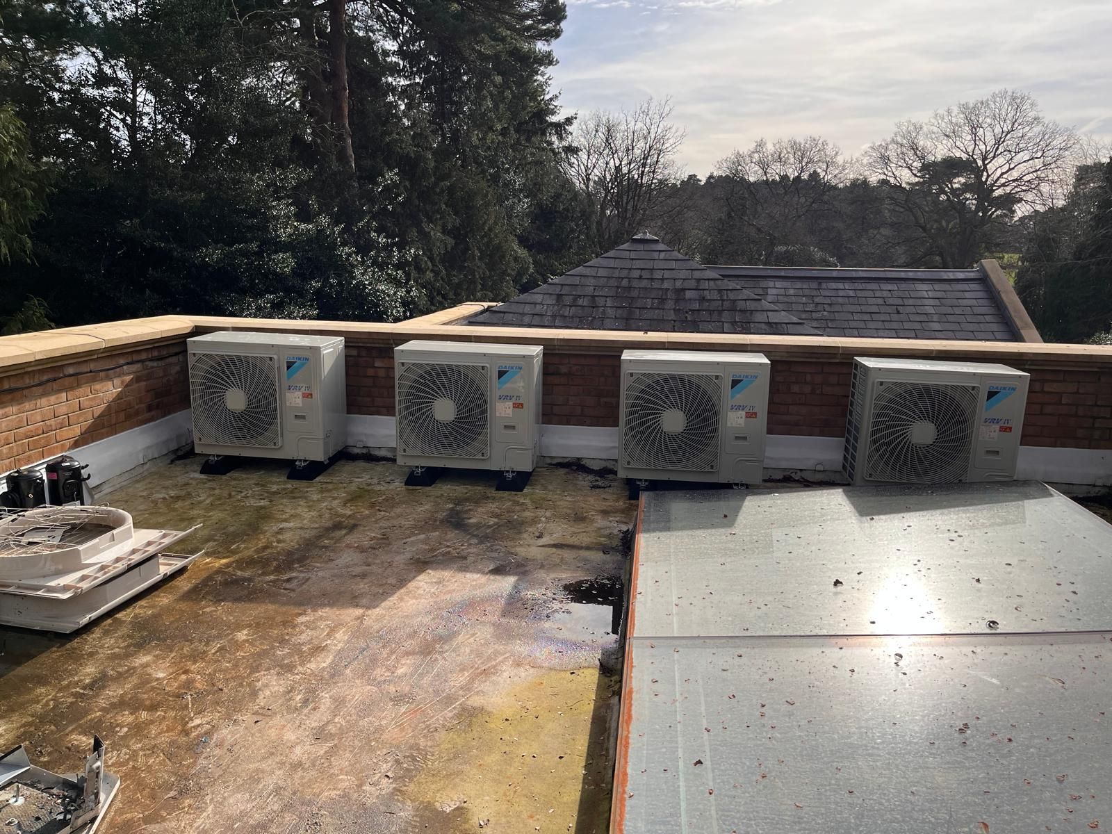 external air con install on commercial roof