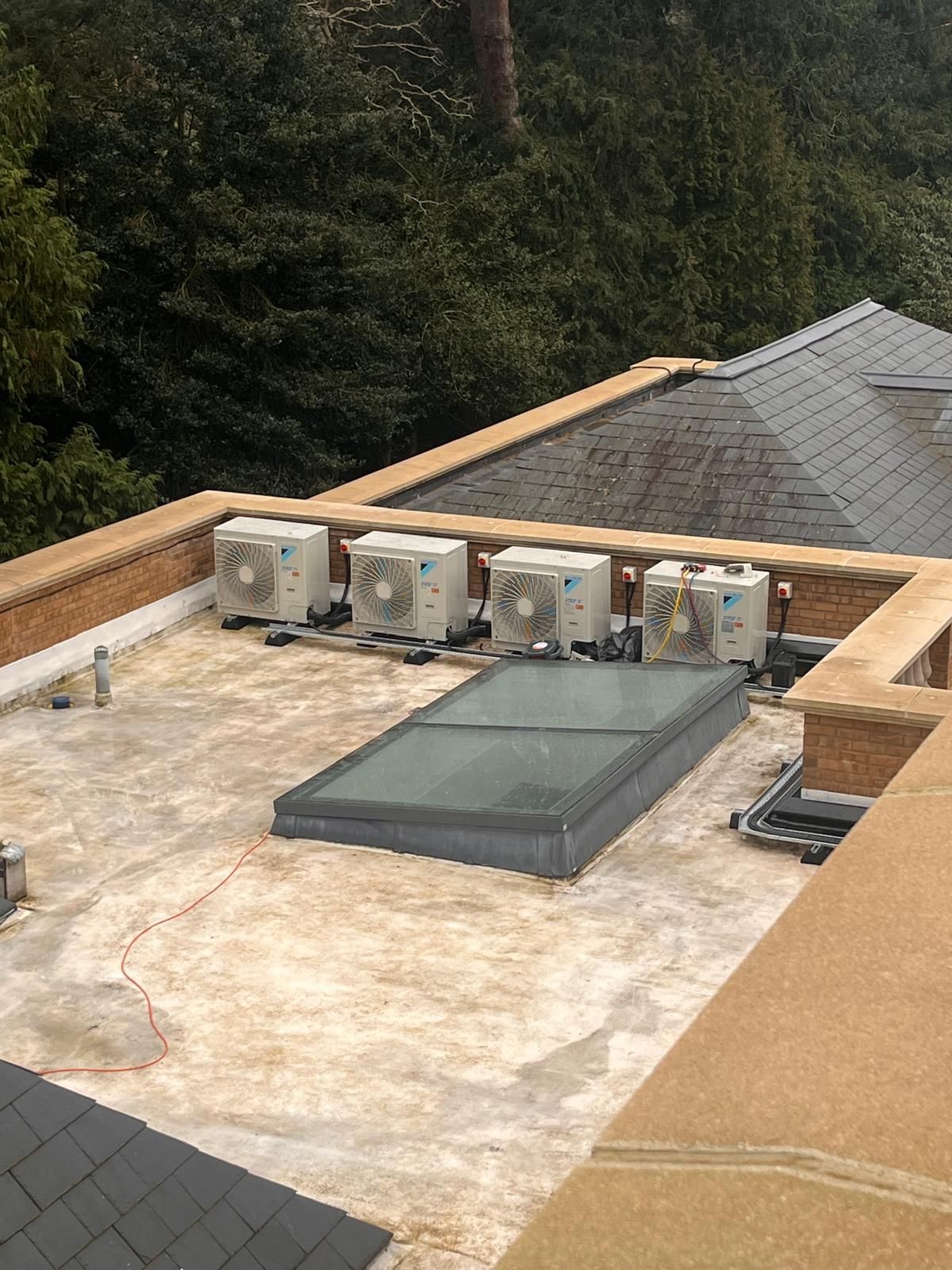 external air con install on commercial roof