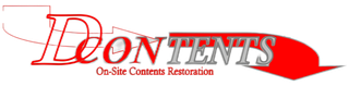 Red "Contents" logo with a sweeping arrow underline and small text "On 4 Corners Tennis"