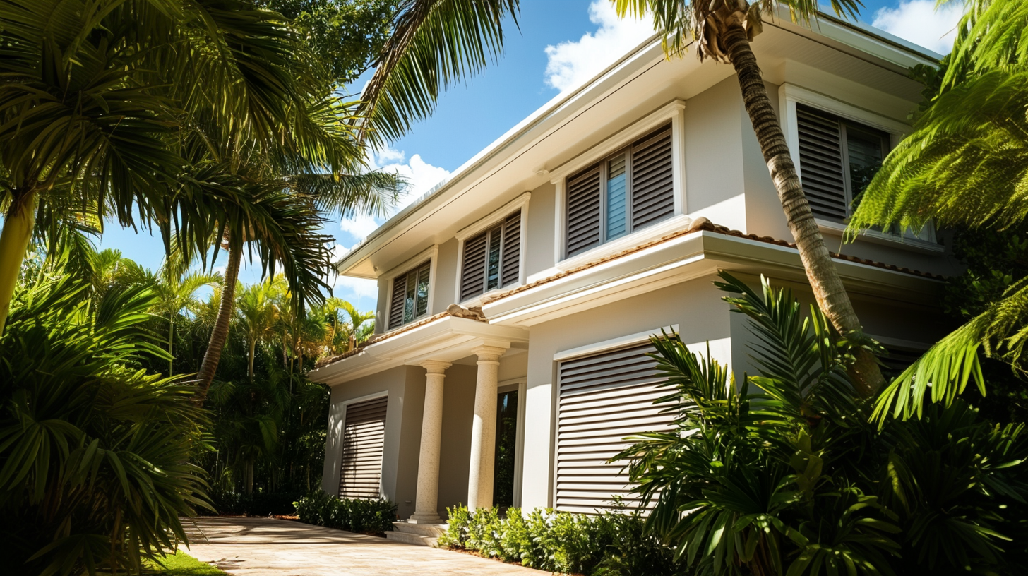 A row of windows with shutters on them on the side of a building.