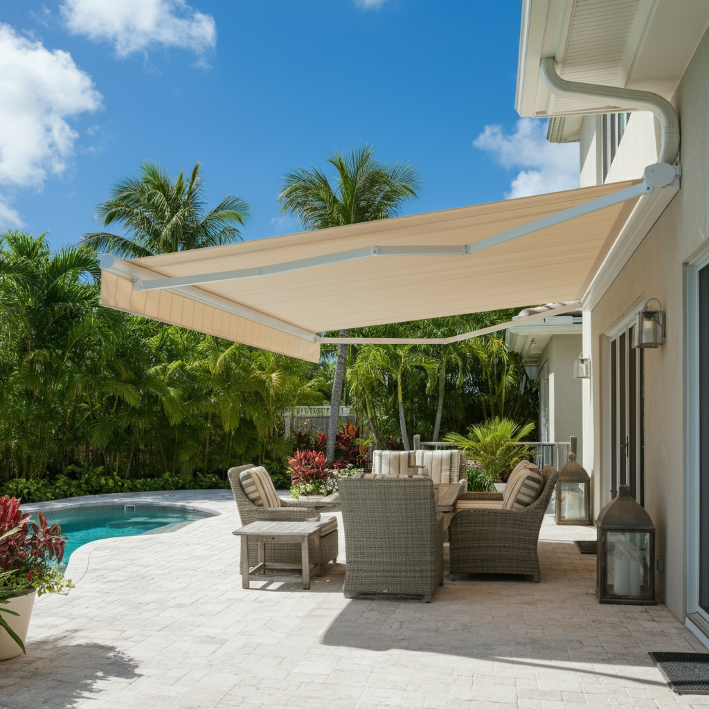 Modern retractable awning in Broward County