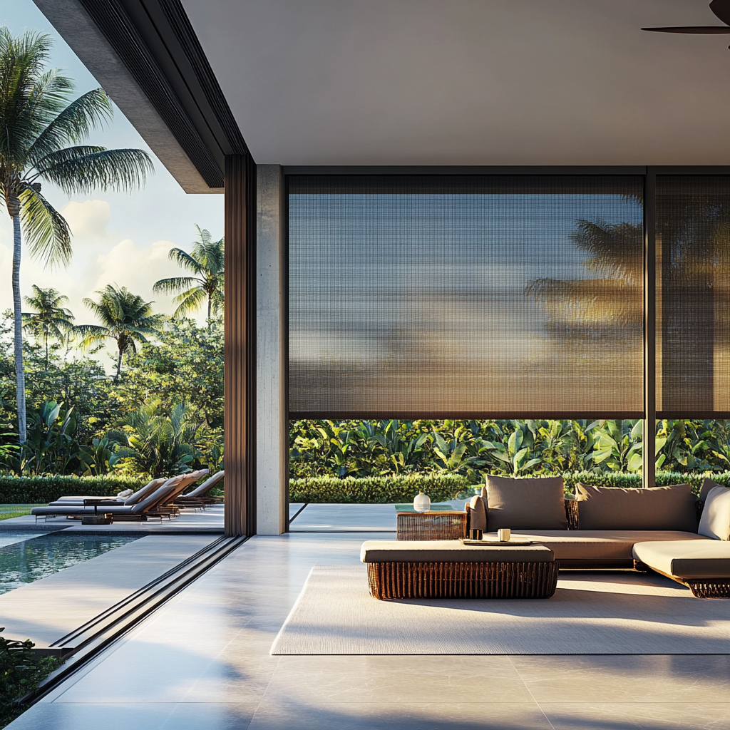 A living room with a couch , table , chairs and a ceiling fan.