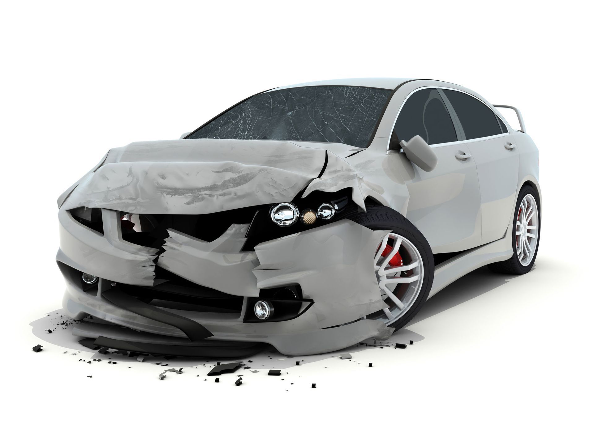 Gray Damaged Car — Pittsburgh PA — Ray Donch Body Werks and Auto Repairs Gray Damaged Car — Pittsburgh PA — Ray Donch Body Werks and Auto Repairs