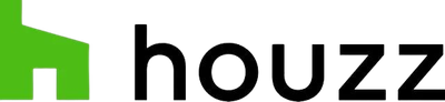 The houzz logo is green and black on a white background.